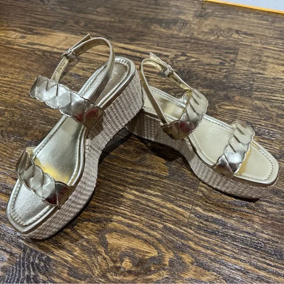 Crew Shoes J Crew Gold Espadrille Wedge Sandals New Poshmark